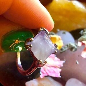 Clarity Amethyst Stone Crystal 925 Silver Plated Ring